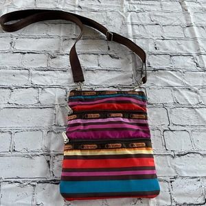 Lesportsac Crossbody Bag Rainbow Colorful Nylon Travel Bag Pockets Zipper